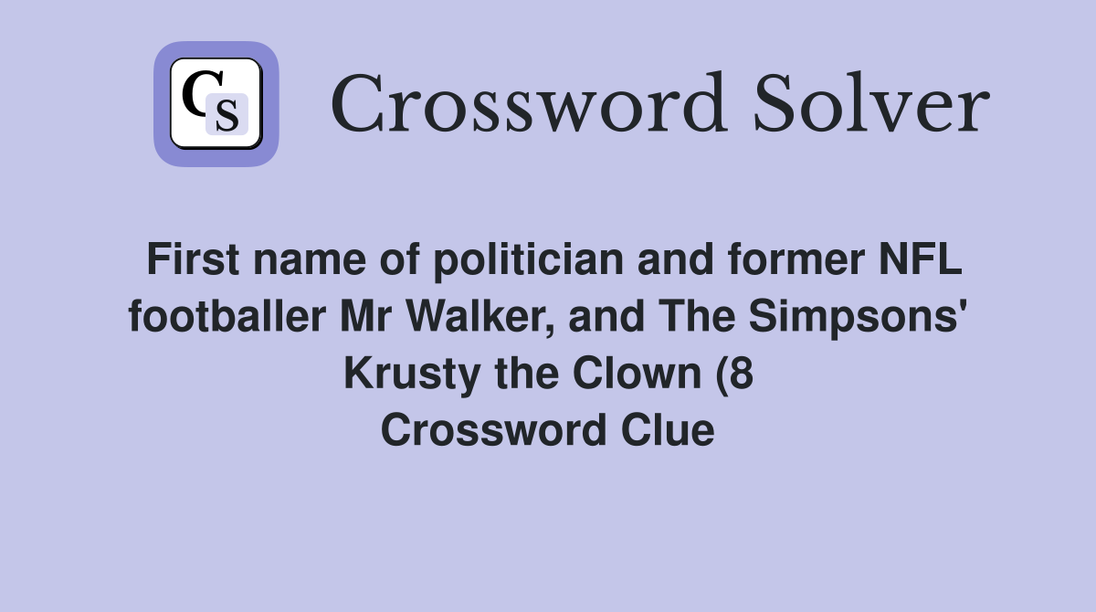 First name of politician and former NFL footballer Mr Walker and The First name of politician and former NFL footballer Mr Walker and The