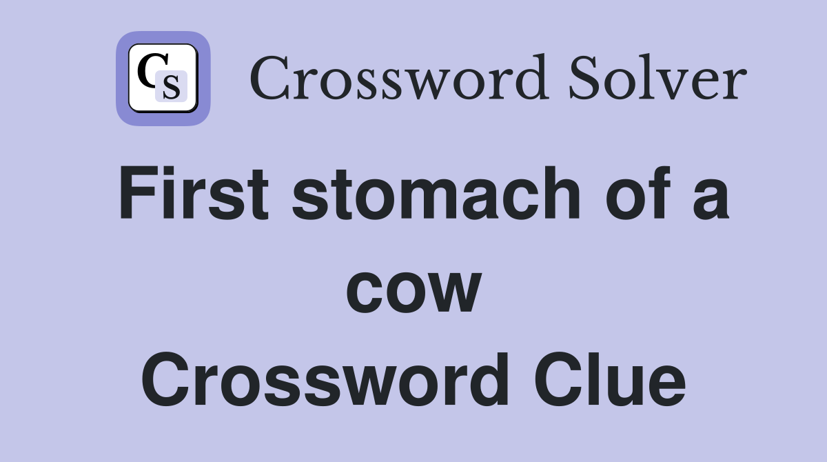 First stomach of a cow Crossword Clue
