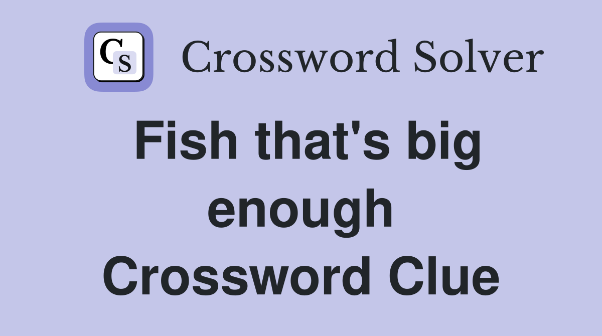 Fish that's big enough Crossword Clue