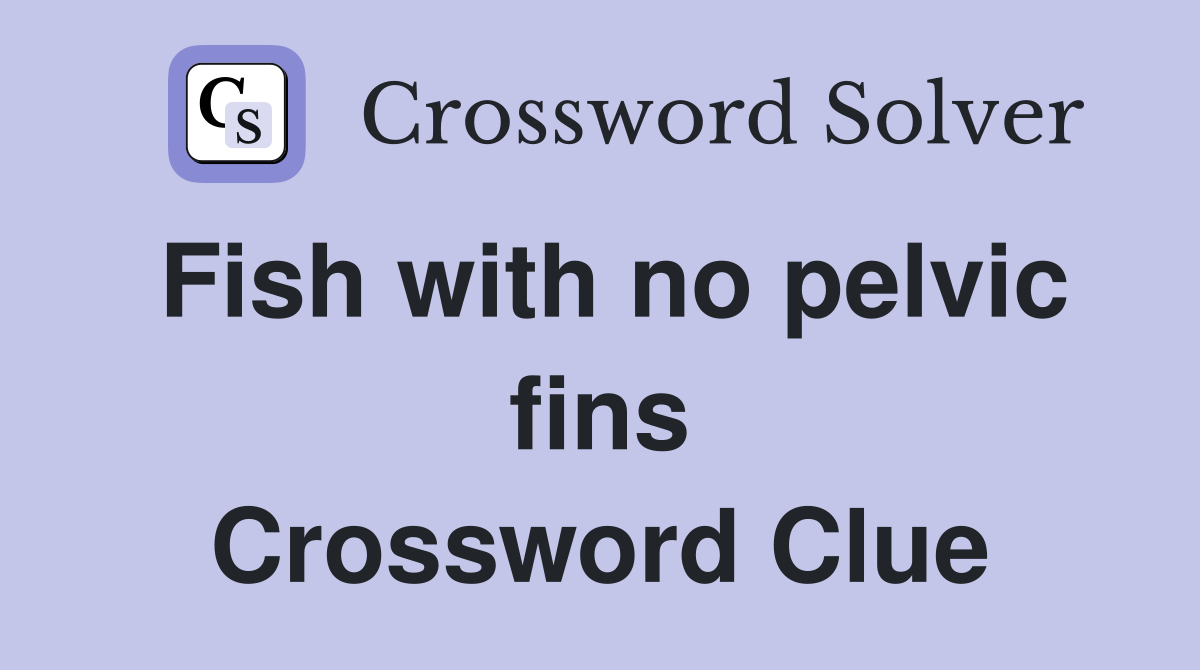 Fish with no pelvic fins Crossword Clue