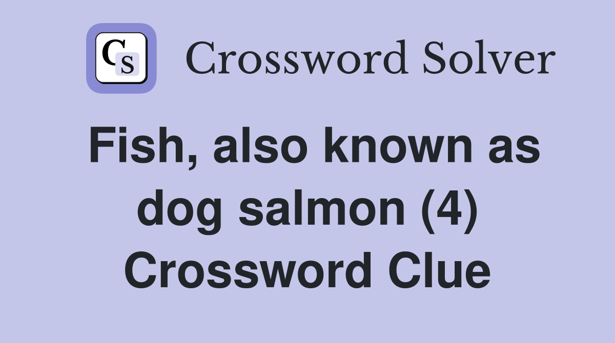 Fish, also known as dog salmon (4) Crossword Clue