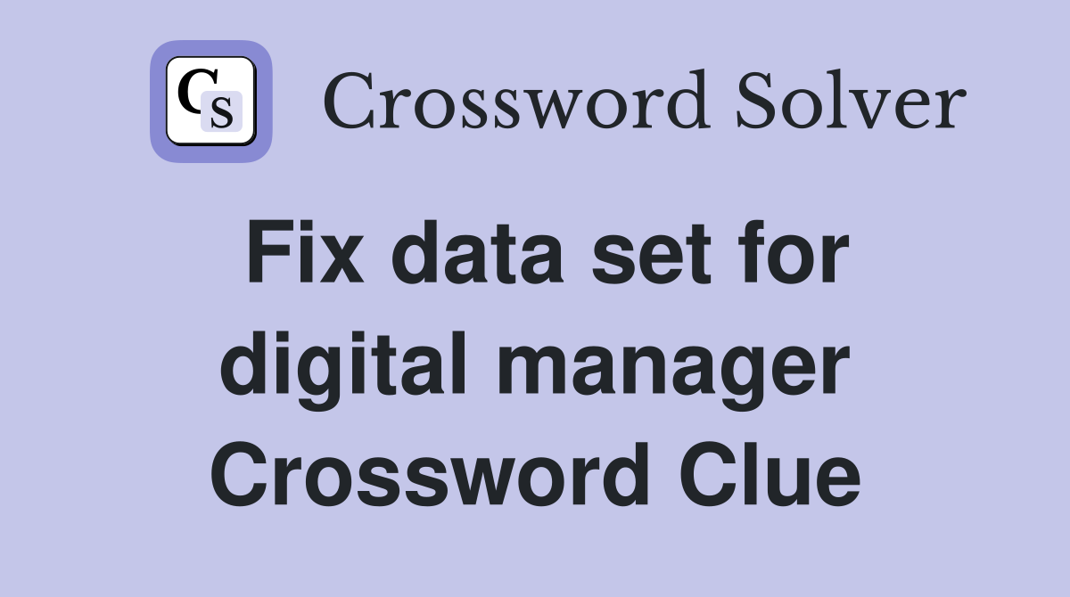 Fix data set for digital manager Crossword Clue