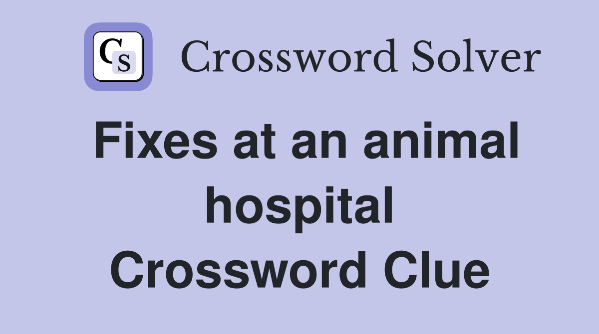 Fixes at an animal hospital Crossword Clue