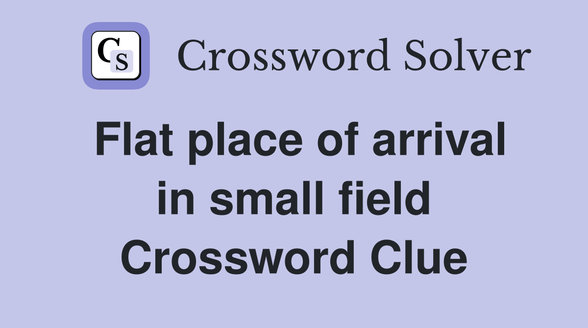 Flat place of arrival in small field Crossword Clue