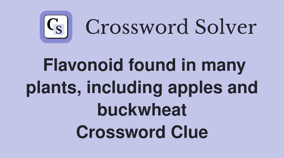 Flavonoid found in many plants, including apples and buckwheat Crossword Clue