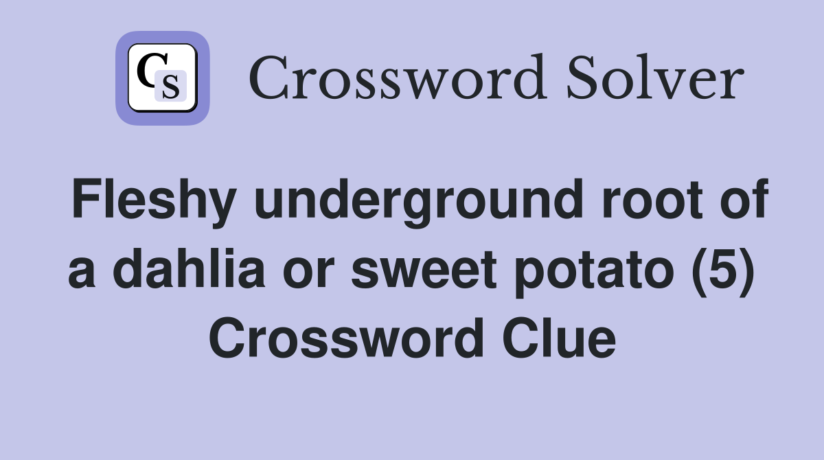 Fleshy underground root of a dahlia or sweet potato (5) Crossword Clue