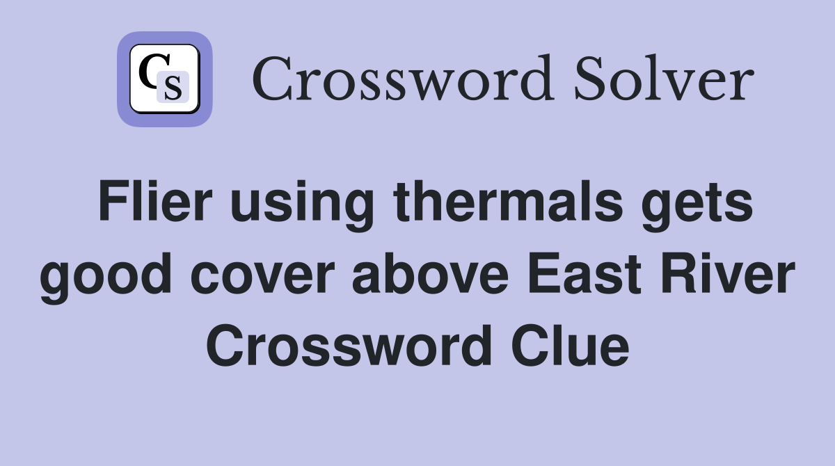 Flier using thermals gets good cover above East River Crossword Clue