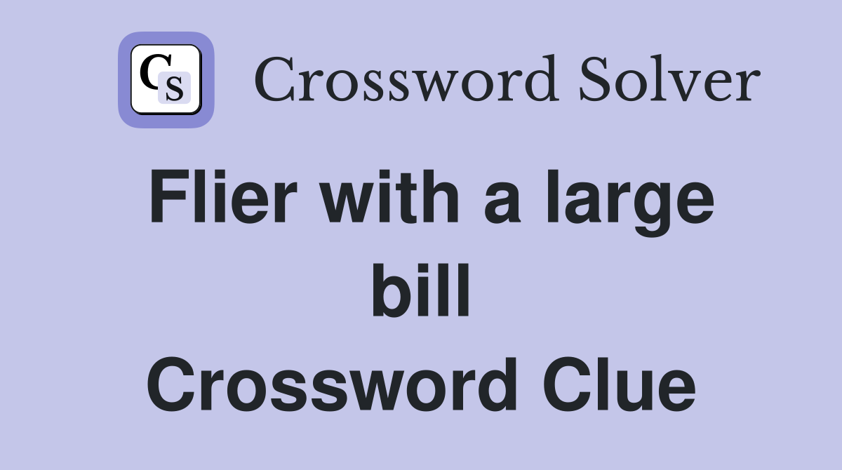 Flier with a large bill Crossword Clue