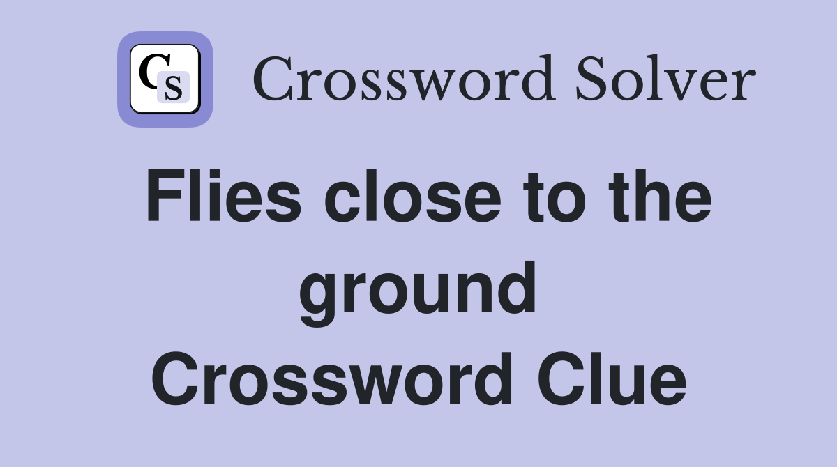 Flies close to the ground Crossword Clue