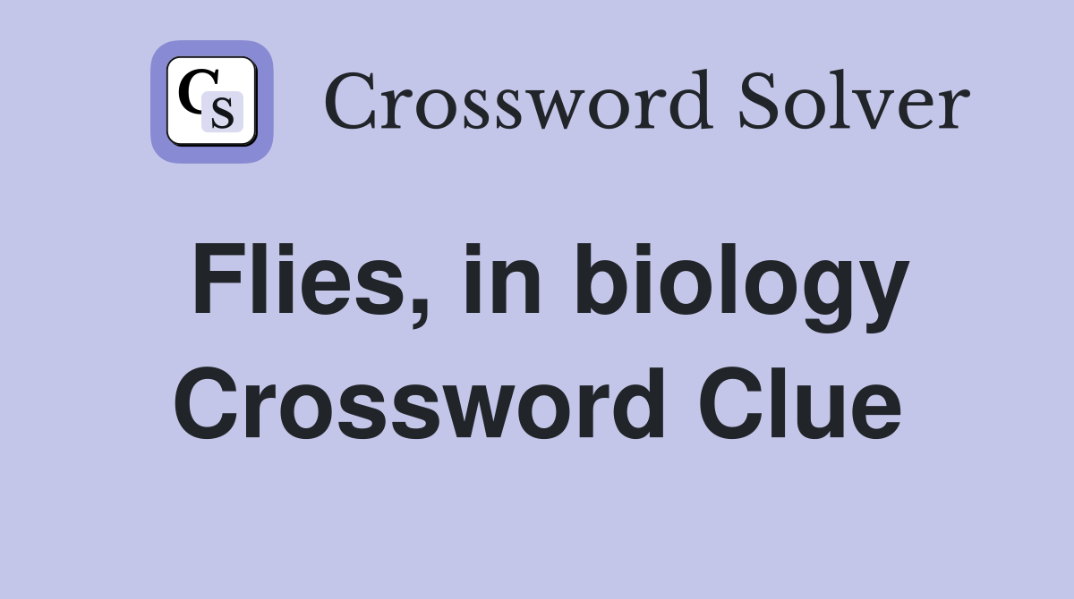 Flies, in biology Crossword Clue