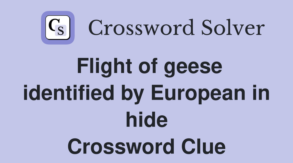 Flight of geese identified by European in hide Crossword Clue