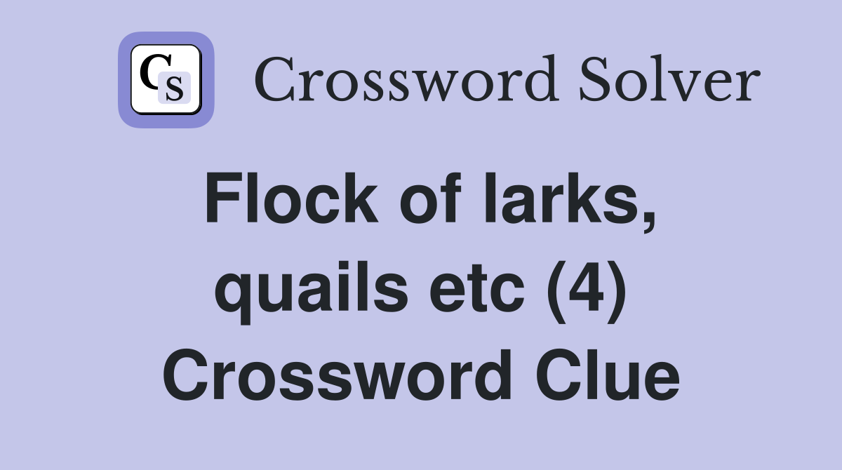 Flock of larks, quails etc (4) Crossword Clue