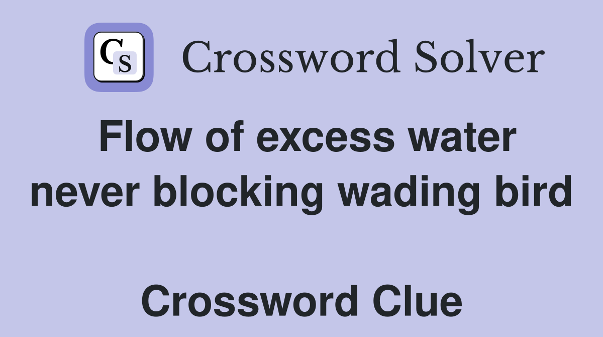 Flow of excess water never blocking wading bird  Crossword Clue