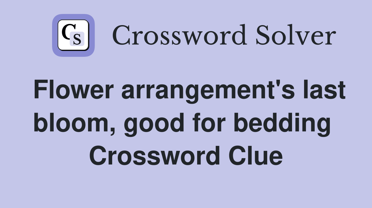 Flower arrangement's last bloom, good for bedding  Crossword Clue
