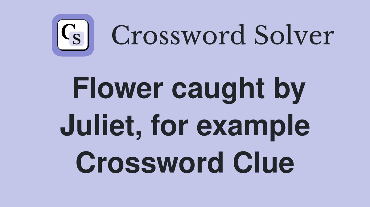 Flower caught by Juliet, for example Crossword Clue