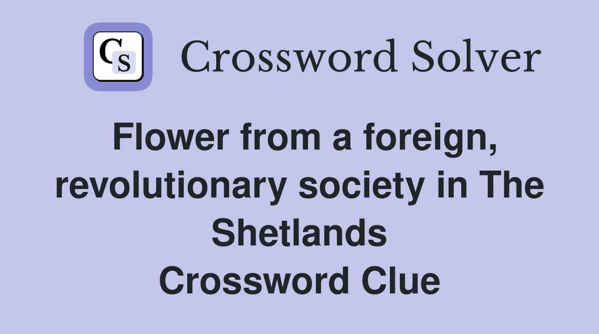 Flower from a foreign, revolutionary society in The Shetlands Crossword Clue