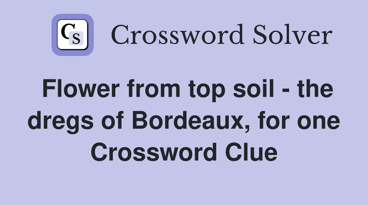 Flower from top soil - the dregs of Bordeaux, for one Crossword Clue