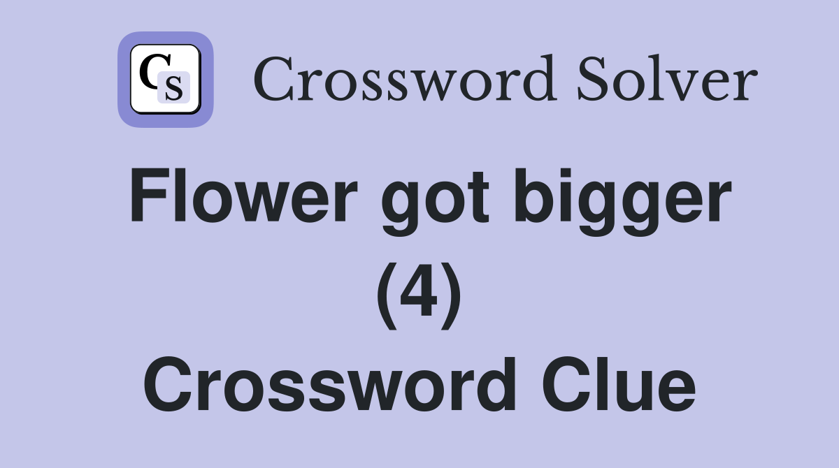 Flower got bigger (4) Crossword Clue