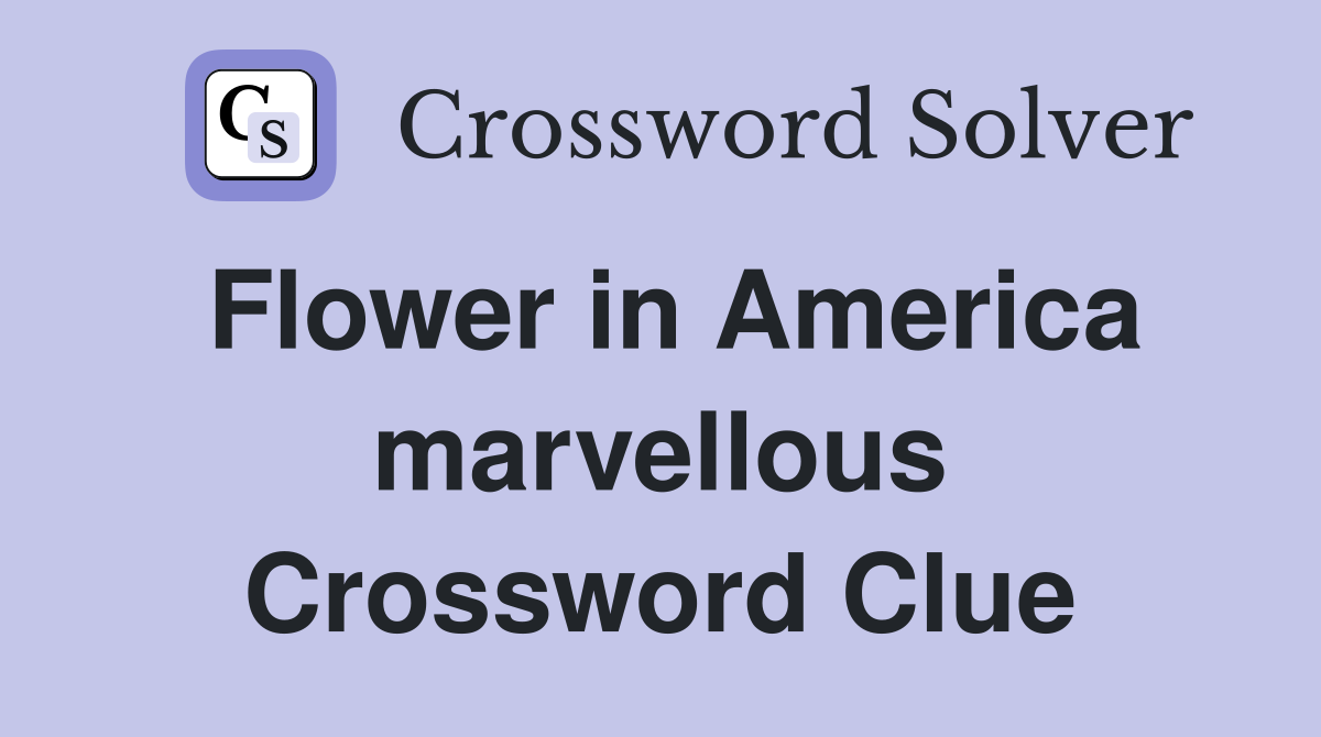 Flower in America marvellous Crossword Clue