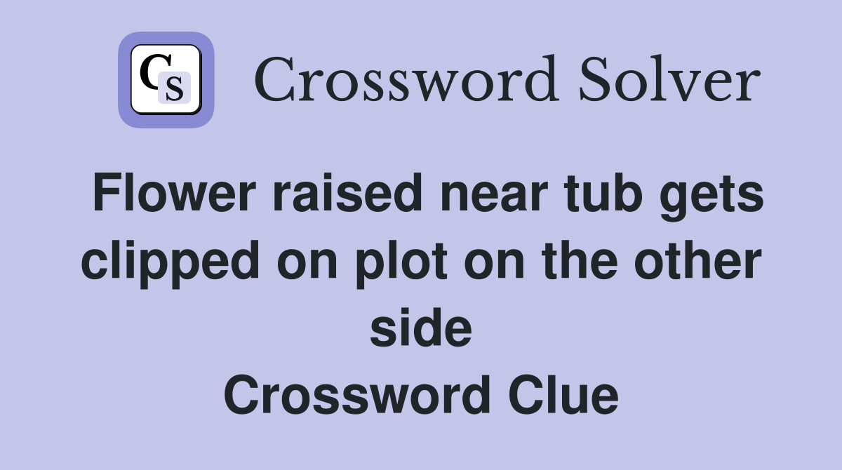 Flower raised near tub gets clipped on plot on the other side Crossword Clue