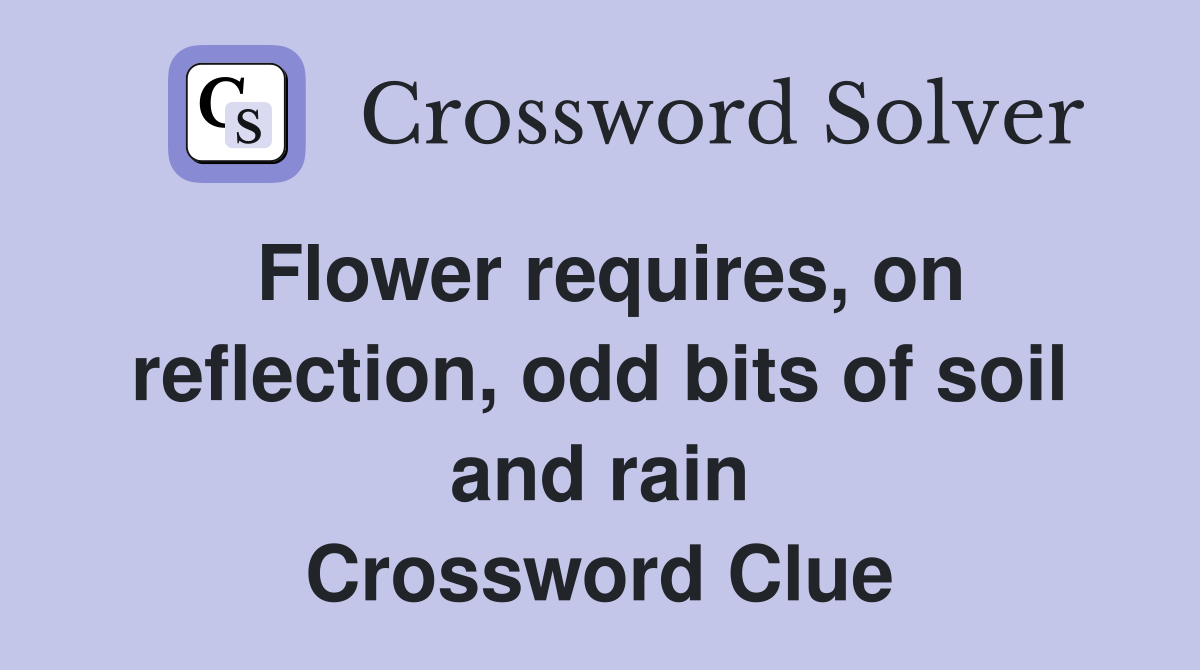 Flower requires, on reflection, odd bits of soil and rain Crossword Clue