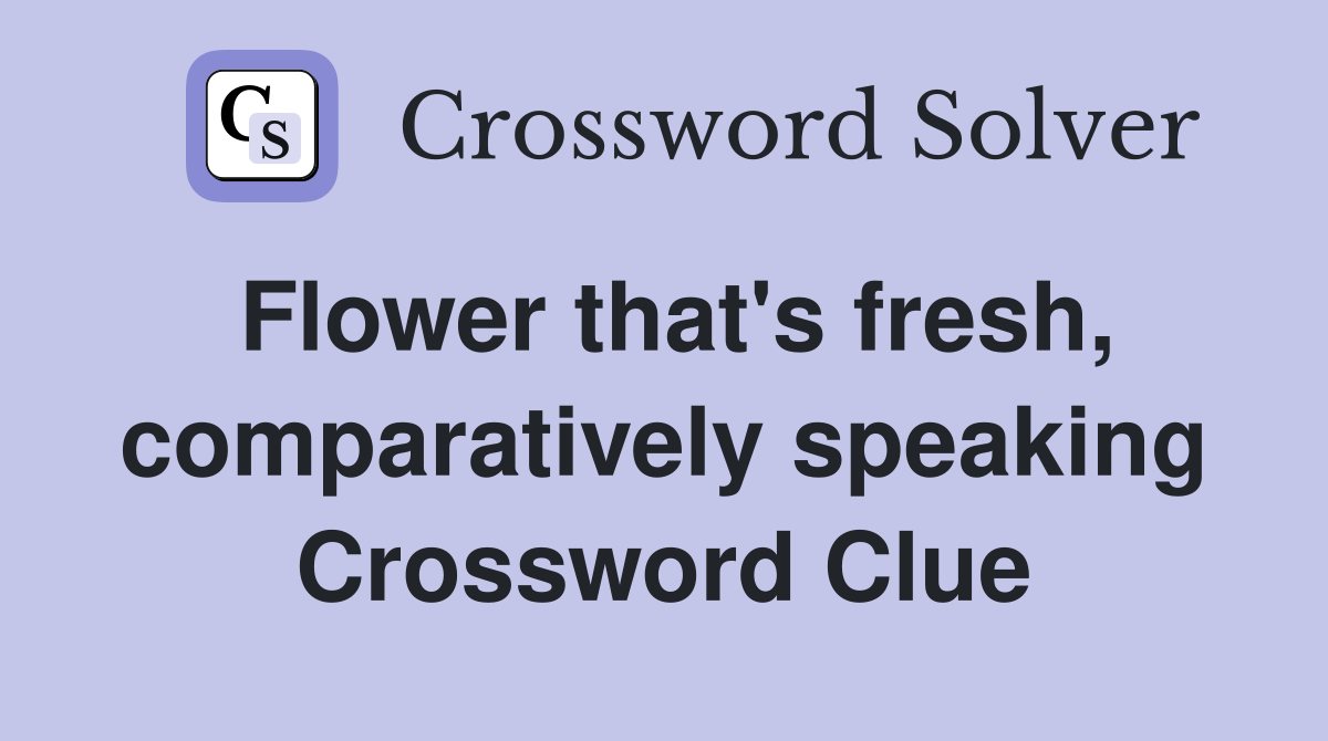 Flower that's fresh, comparatively speaking Crossword Clue