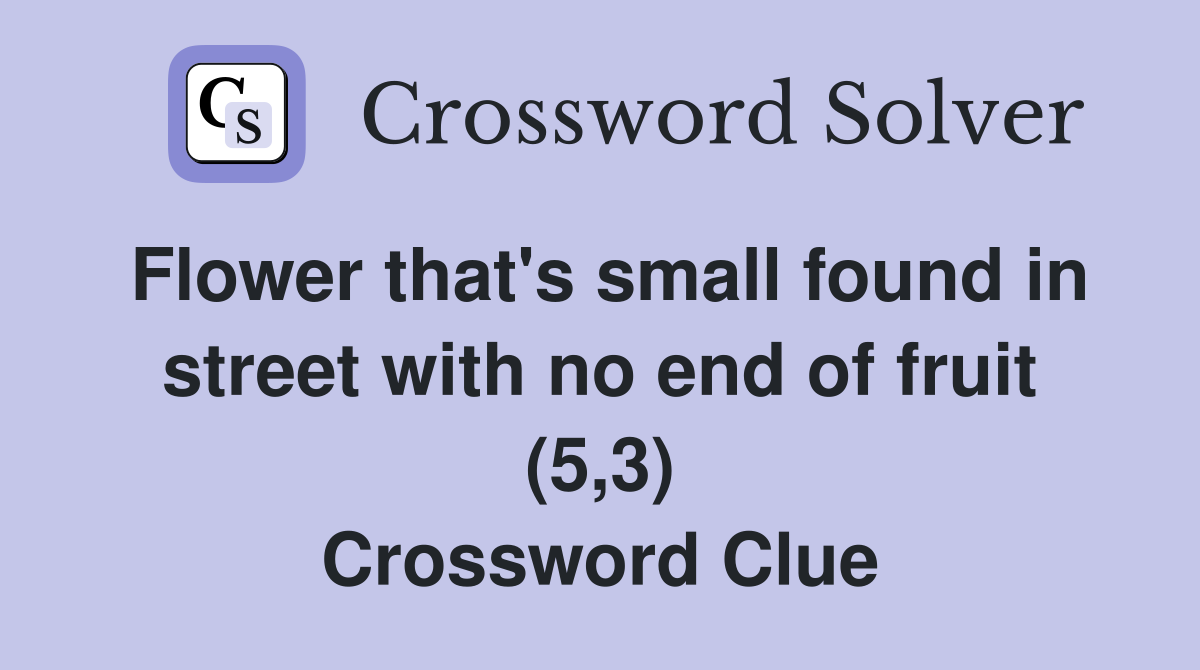 Flower that's small found in street with no end of fruit (5,3) Crossword Clue