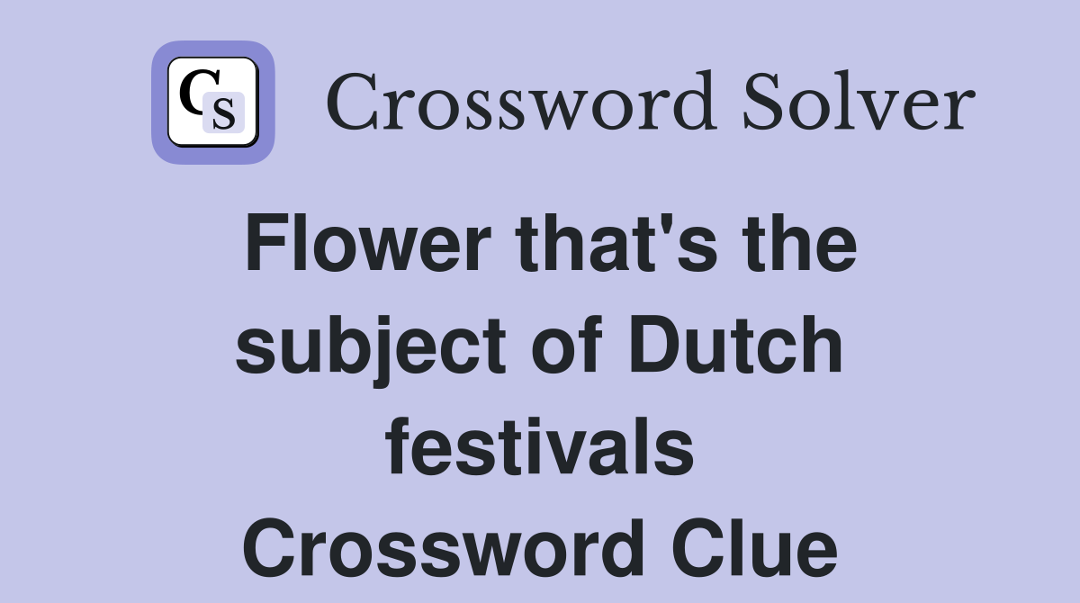 Flower that's the subject of Dutch festivals Crossword Clue