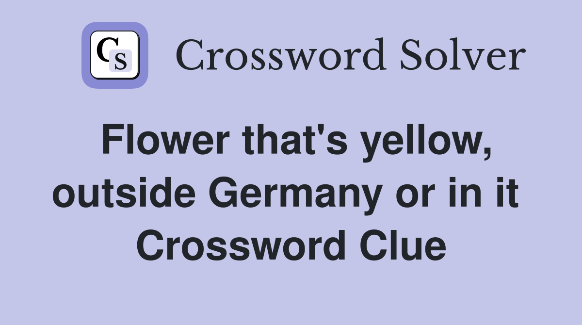 Flower that's yellow, outside Germany or in it  Crossword Clue