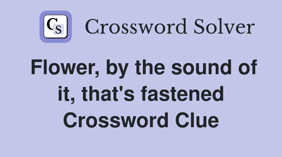 Flower, by the sound of it, that's fastened Crossword Clue