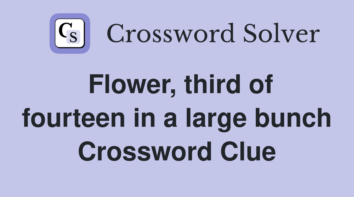 Flower, third of fourteen in a large bunch Crossword Clue