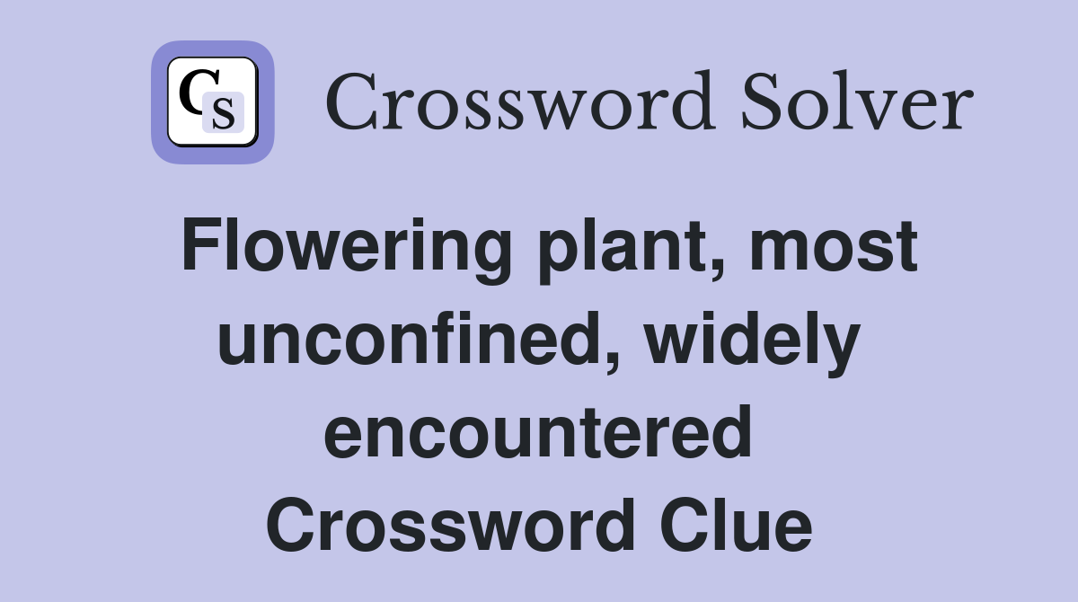 Flowering plant, most unconfined, widely encountered Crossword Clue