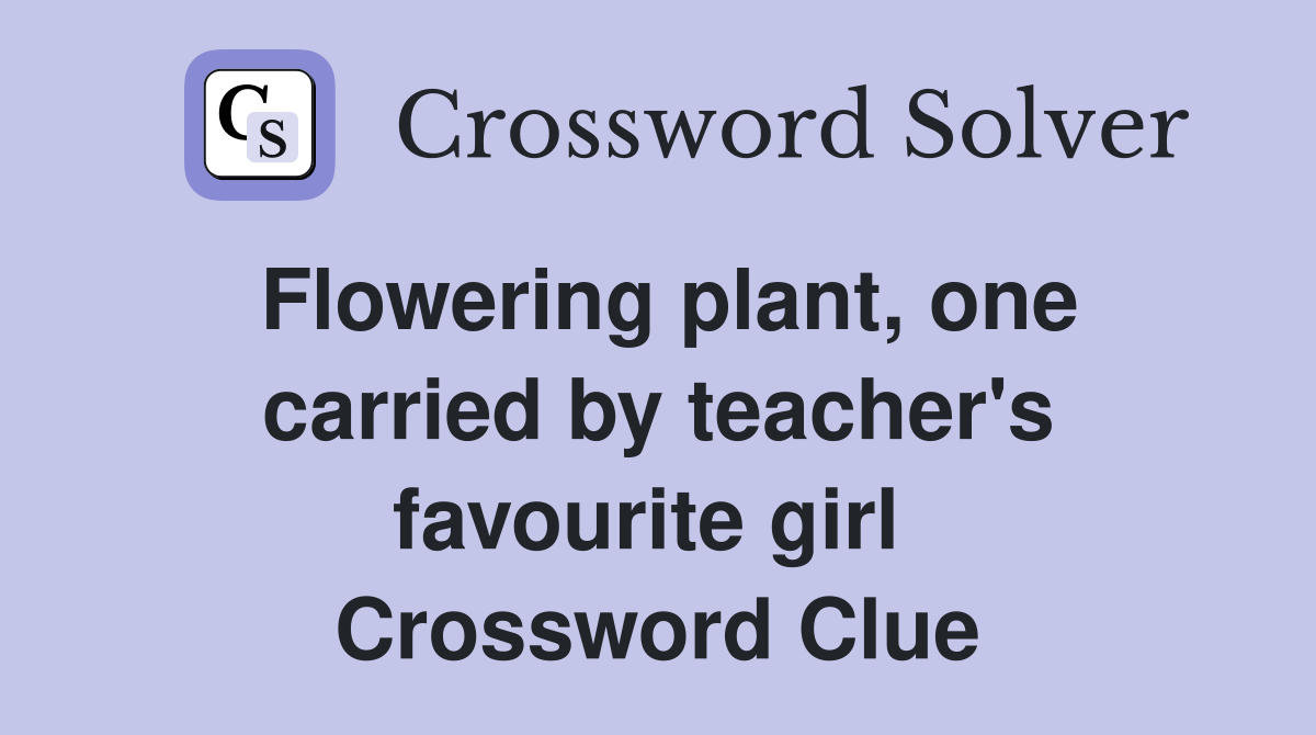 Flowering plant, one carried by teacher's favourite girl  Crossword Clue