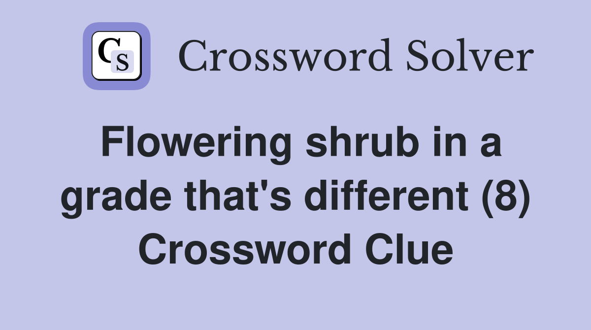 Flowering shrub in a grade that's different (8) Crossword Clue