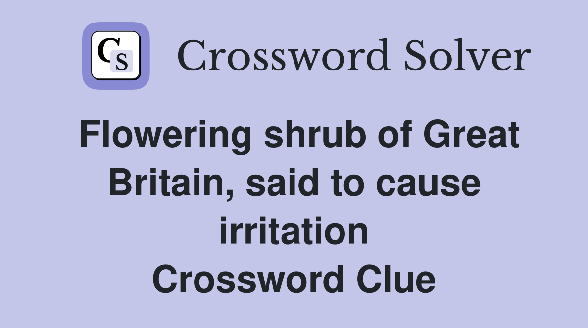 Flowering shrub of Great Britain, said to cause irritation Crossword Clue