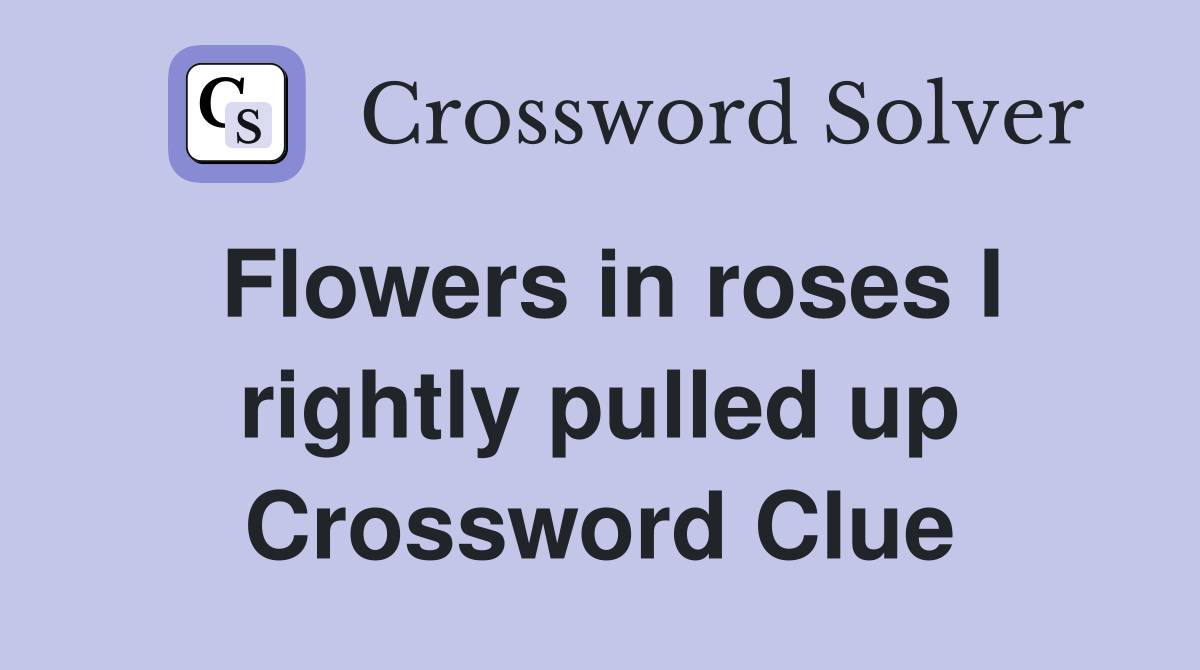 Flowers in roses I rightly pulled up Crossword Clue
