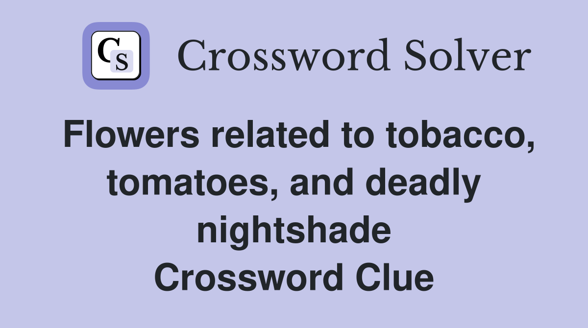 Flowers related to tobacco, tomatoes, and deadly nightshade Crossword Clue