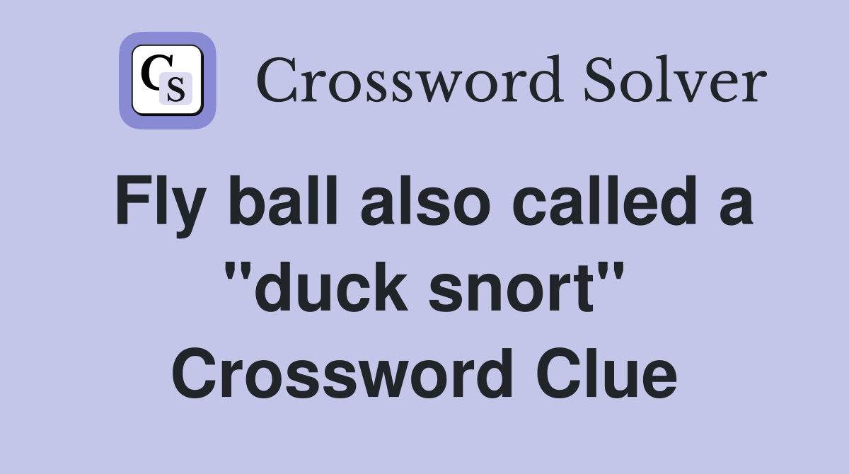 Fly ball also called a "duck snort" Crossword Clue