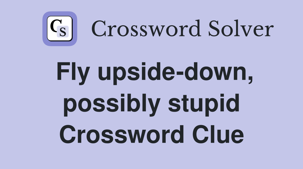 Fly upside-down, possibly stupid Crossword Clue