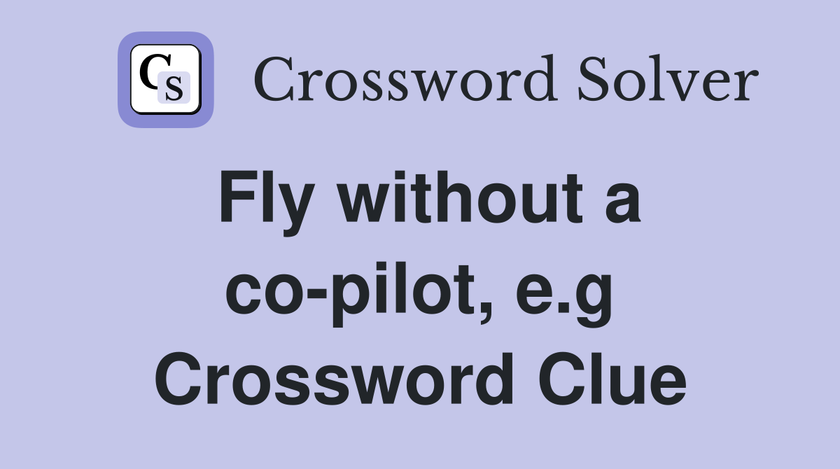 Fly without a co-pilot, e.g Crossword Clue