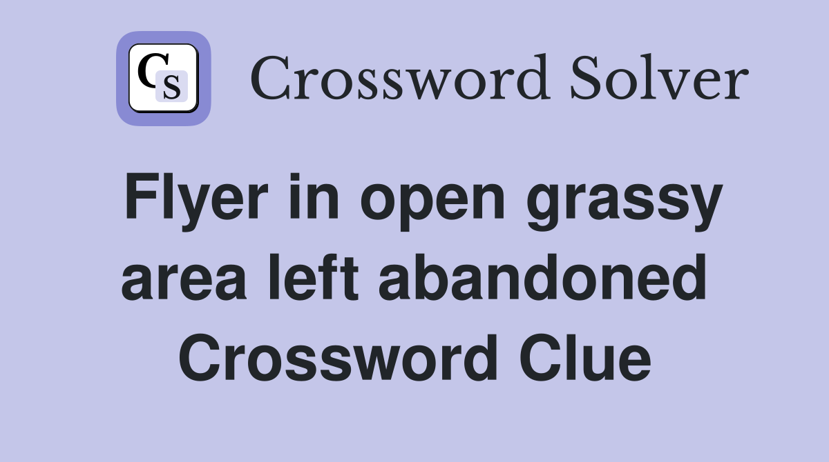 Flyer in open grassy area left abandoned Crossword Clue