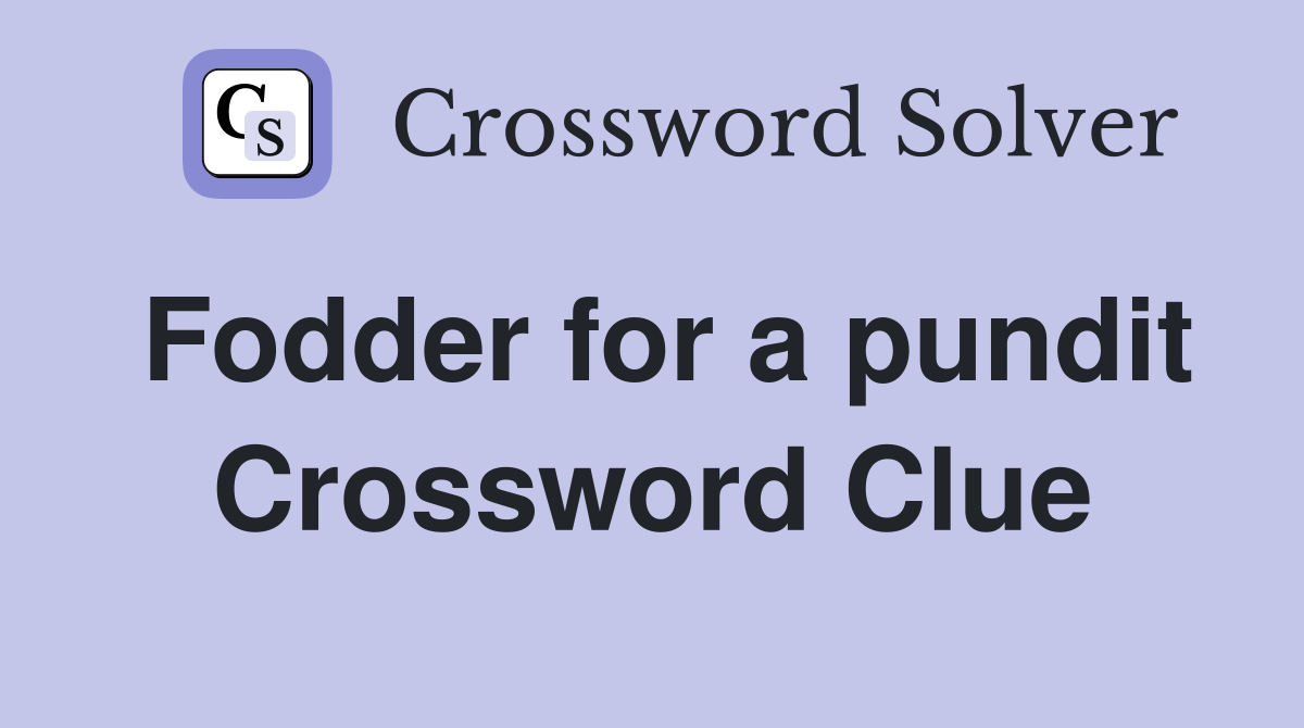 Fodder for a pundit Crossword Clue