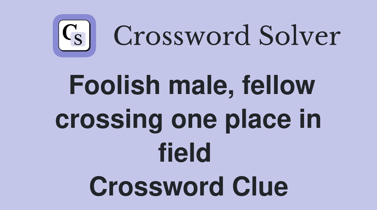 Foolish male, fellow crossing one place in field  Crossword Clue