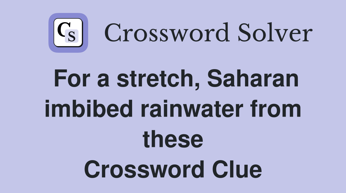 For a stretch, Saharan imbibed rainwater from these Crossword Clue