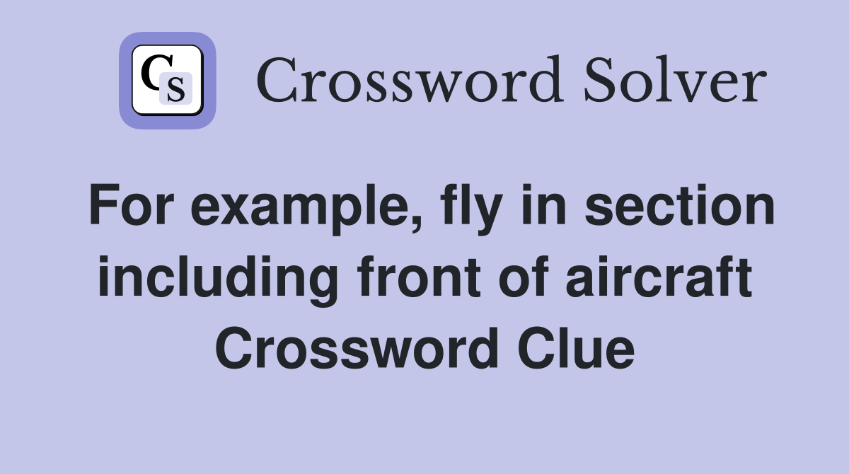 For example, fly in section including front of aircraft Crossword Clue