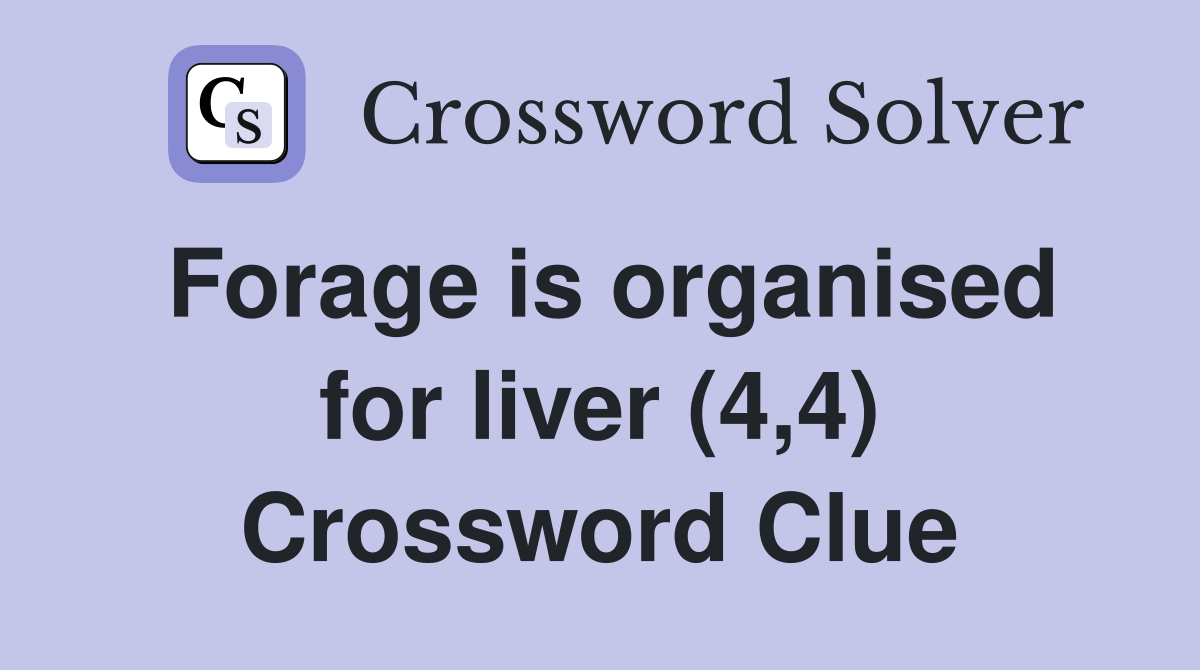 Forage is organised for liver (4,4) Crossword Clue