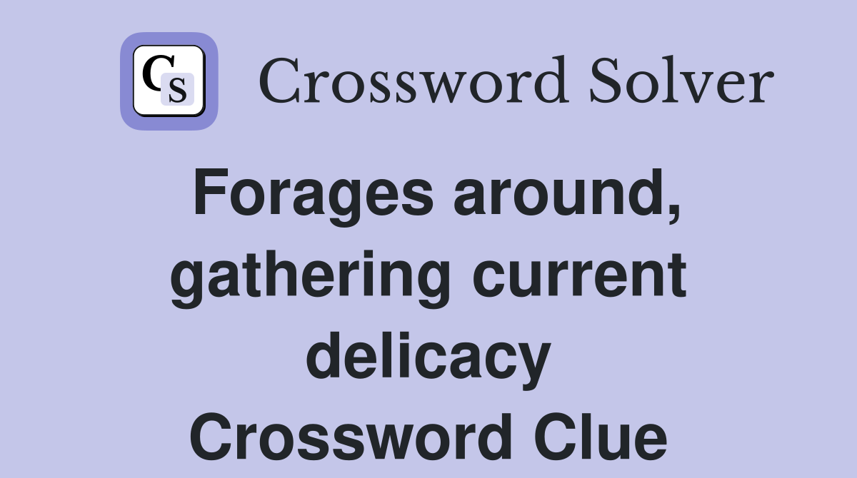 Forages around, gathering current delicacy Crossword Clue