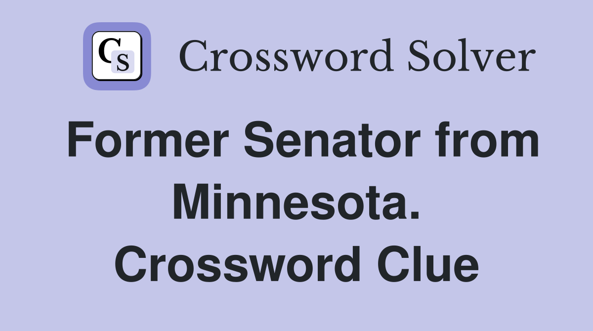Former Senator from Minnesota. Crossword Clue