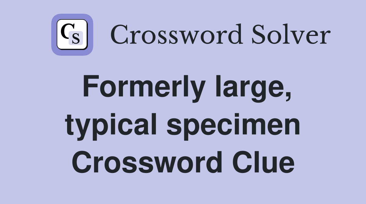 Formerly large, typical specimen Crossword Clue