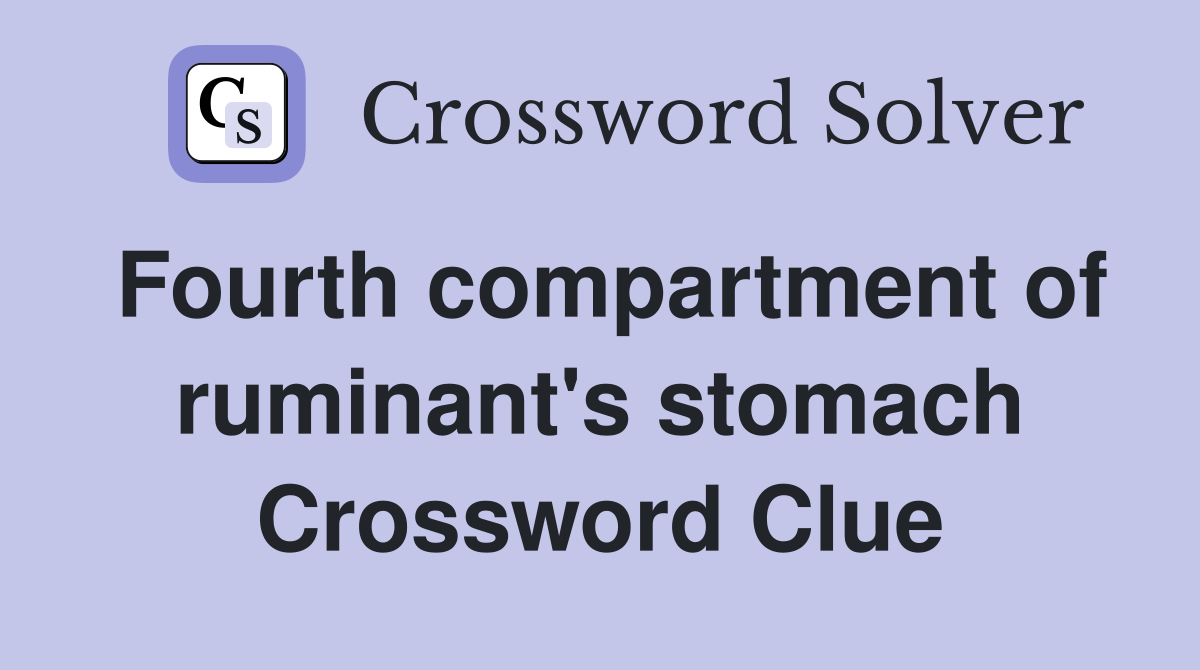 Fourth compartment of ruminant's stomach Crossword Clue